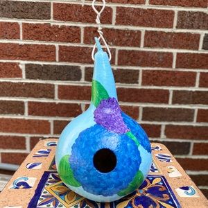 Hand painted Purple&Blue Hydrangea Gourd Birdhouse